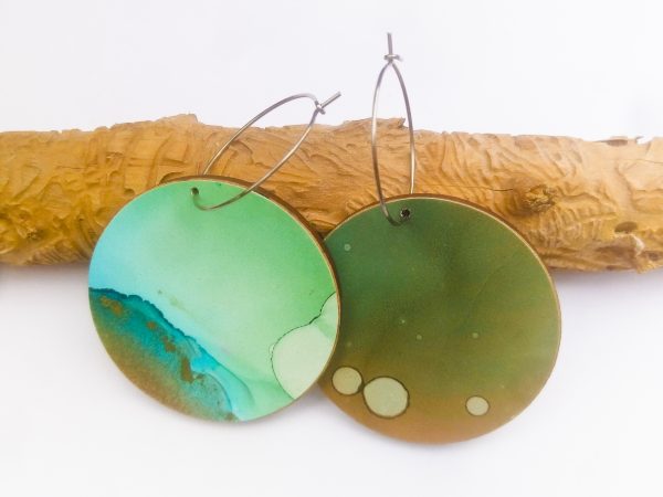 Green resin clearance hoop earrings