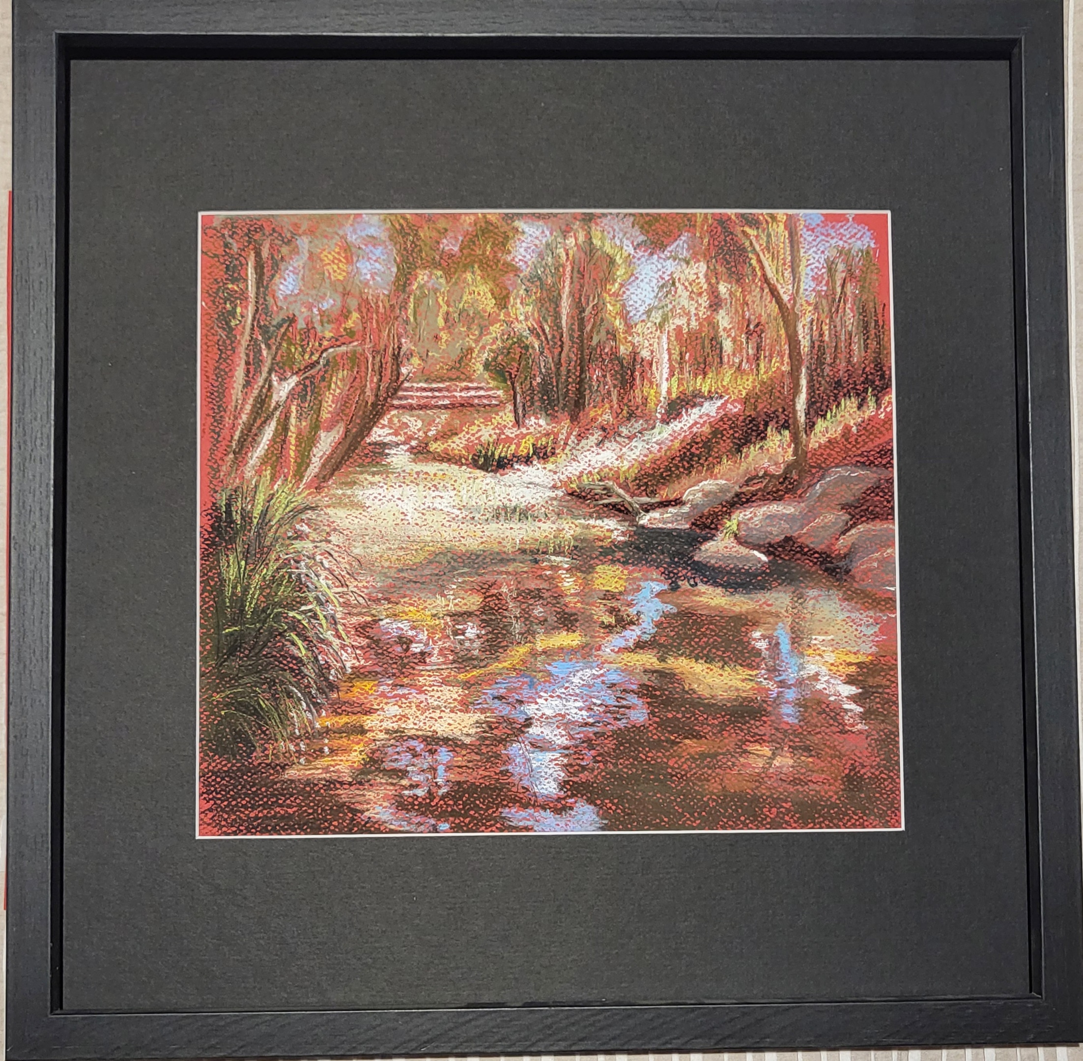 Artwork image titled - River Scene, Red