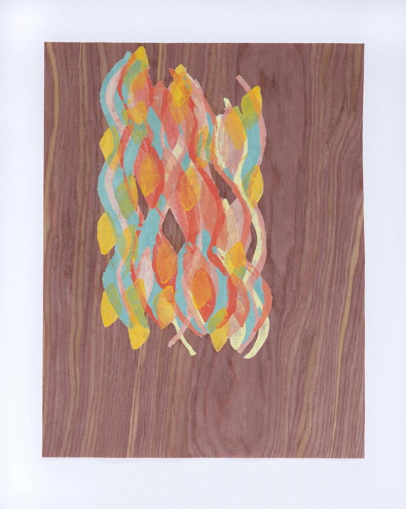 Coloured print on timber veneer